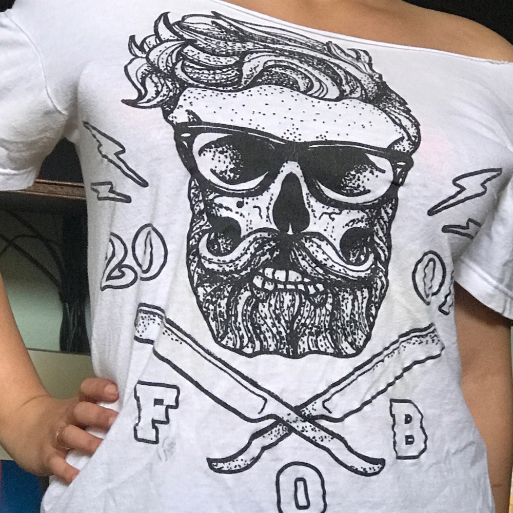 Fall Out Boy Off-Shoulder Skull Top